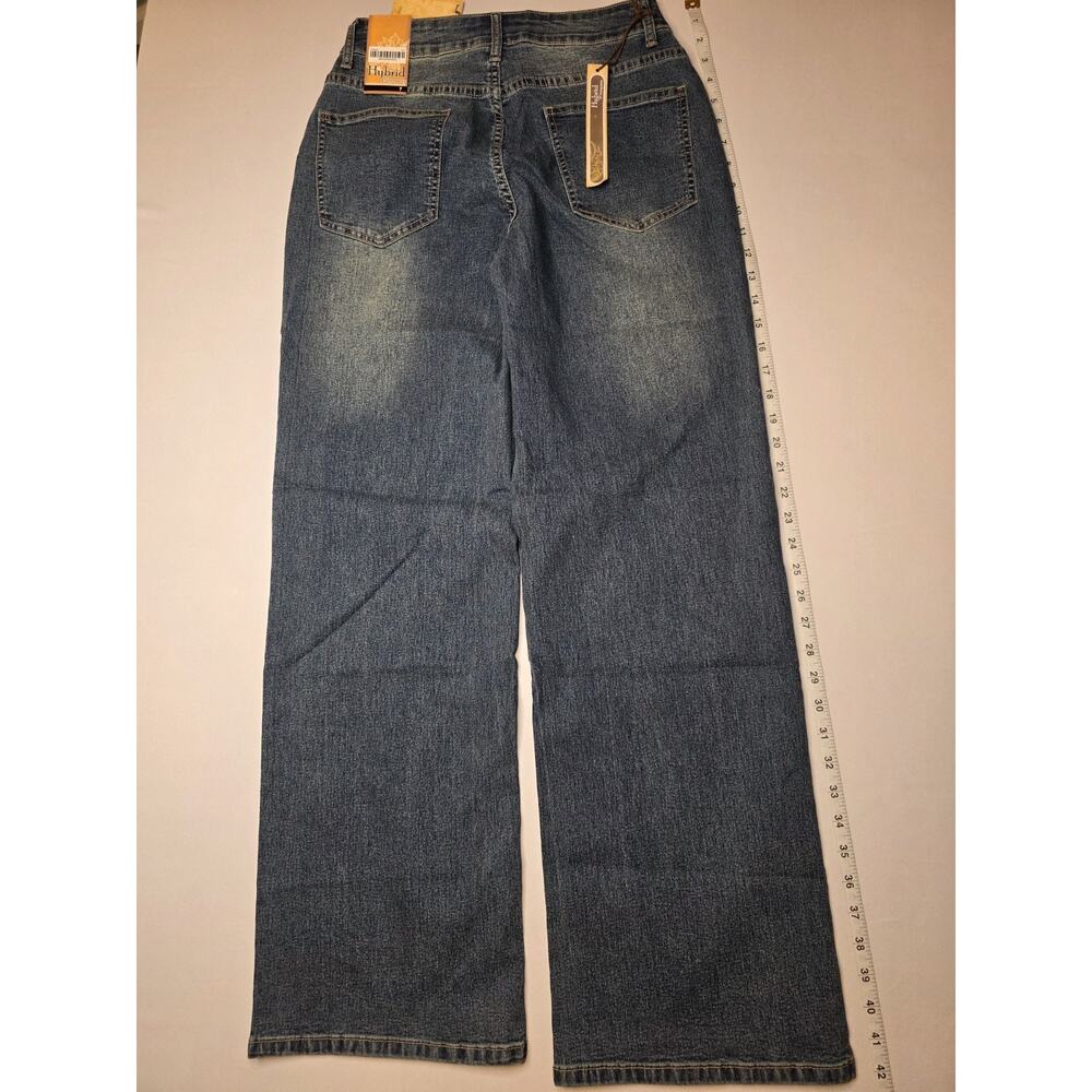 Hybrid & Company Jeans Womens Size 7 Wide Leg Blue Stretch Denim NWT - Picture 6 of 8